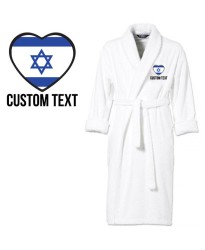 Israel Flag Heart Shape Embroidery Logo with Custom Text Embroidered Bathrobes